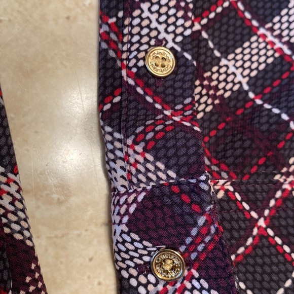 Calvin Klein NWOT GrayBurgundy,Red,Cream blouse, measurements in photos below - Picture 7 of 7